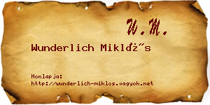 Wunderlich Miklós névjegykártya
